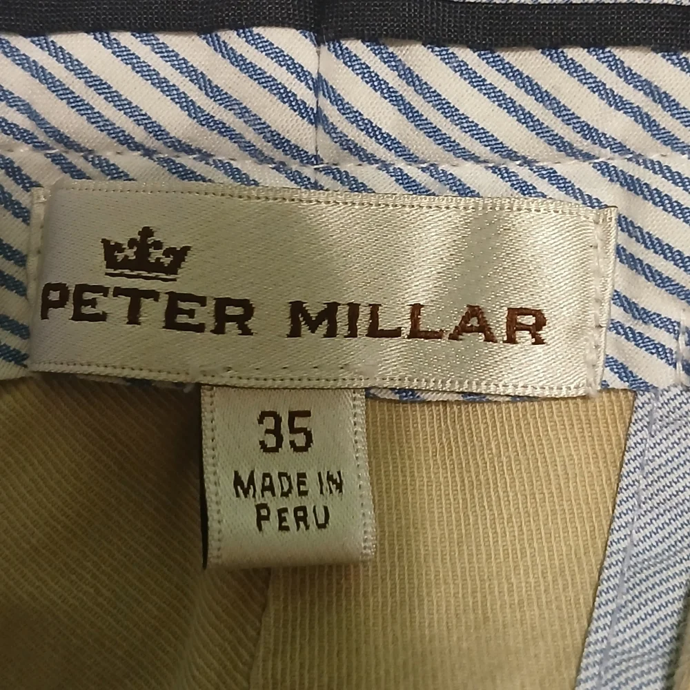 Peter Millar Flat Front Casual Tan Chino Pants Men's Size 35 X 30 - Picture 3 of 4